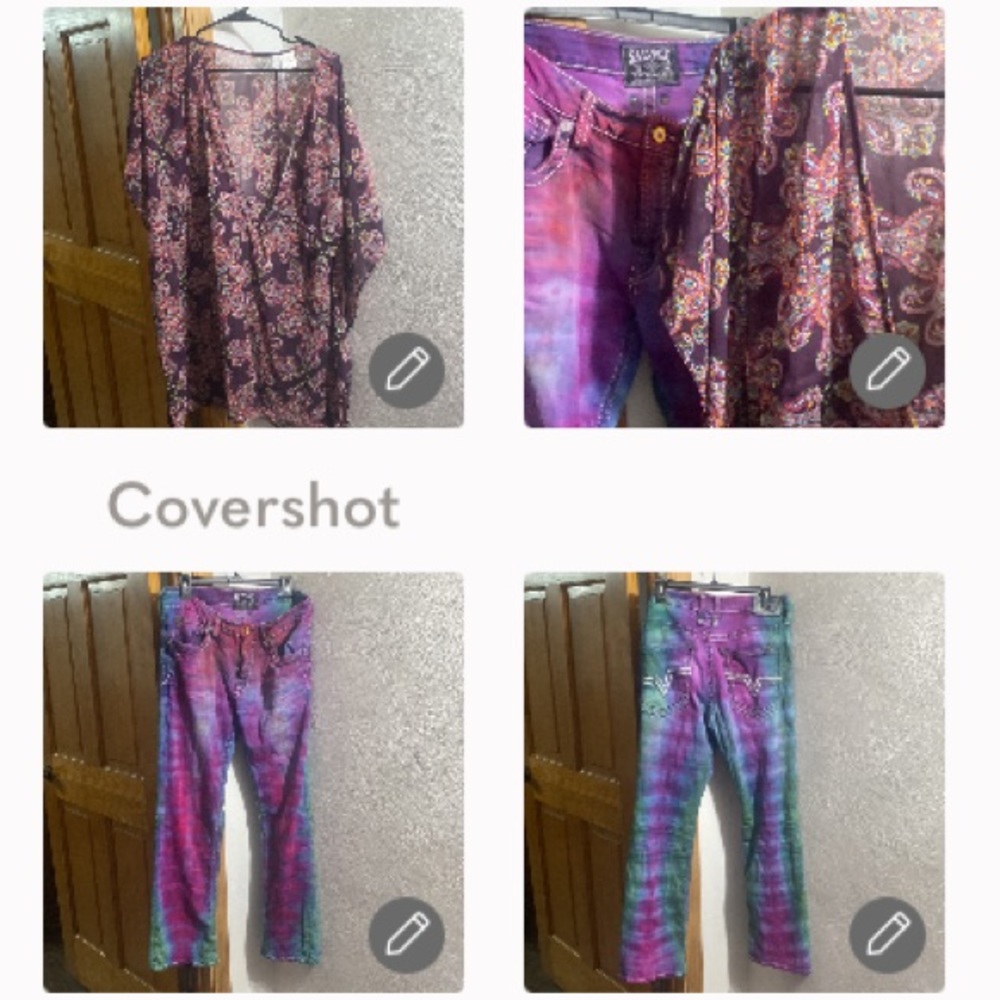 Salvage by Buckle Vintage Tie-Dye Jeans 12+Ellen Tracy szM blouse